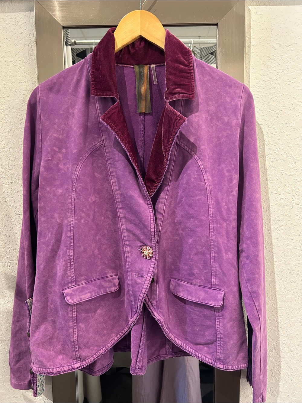 Aratta Purple Sweatshirt Blazer with Velvet Collar. NWT Size XS